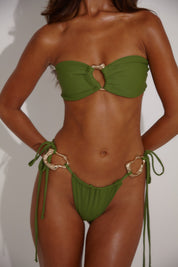 The Abstract Bandeau Bikini Set - Olive